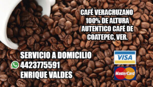 Excelente Café veracruzano, 100% de altura. Molido o en grano, $ 220 x kilo, entrega a domicilio.